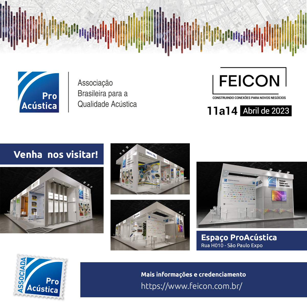 Espaço ProAcústica apresenta as recentes soluções ao mercado na Feicon 2023