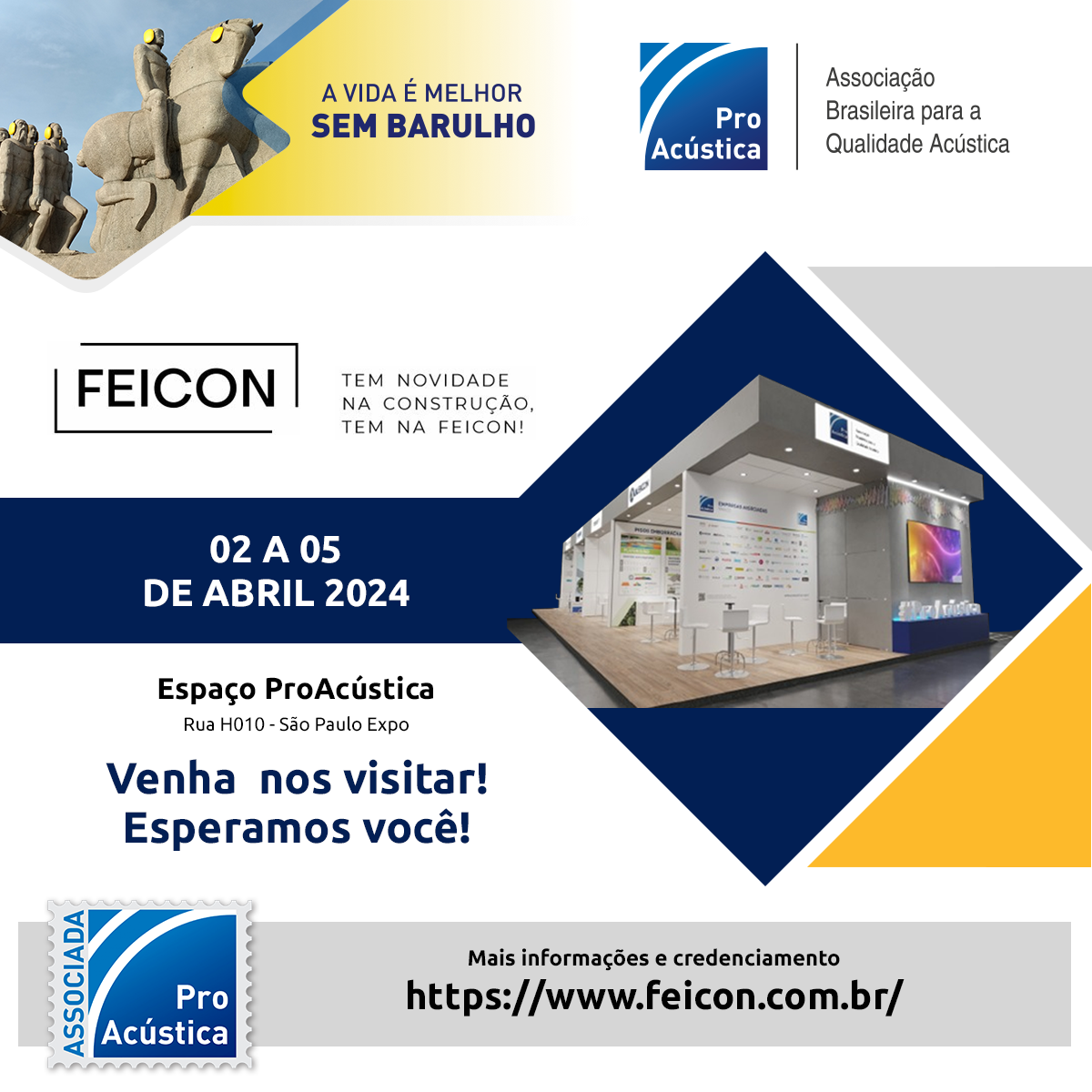 ProAcústica e Empresas Associadas na FEICON 2024: Venha nos visitar. Esperamos você!