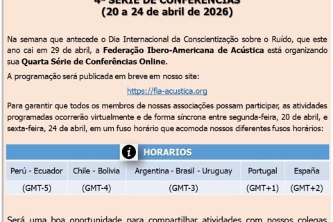 INAD 2026 e 4º Ciclo de Conferências da FIA Federação Iberoamericana de Acústica